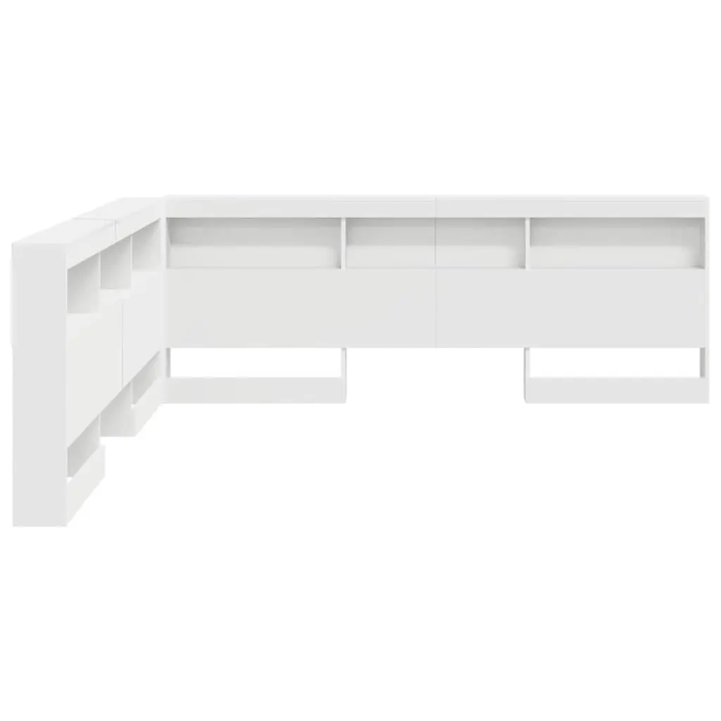 180cm White Storage Headboard with Shelves