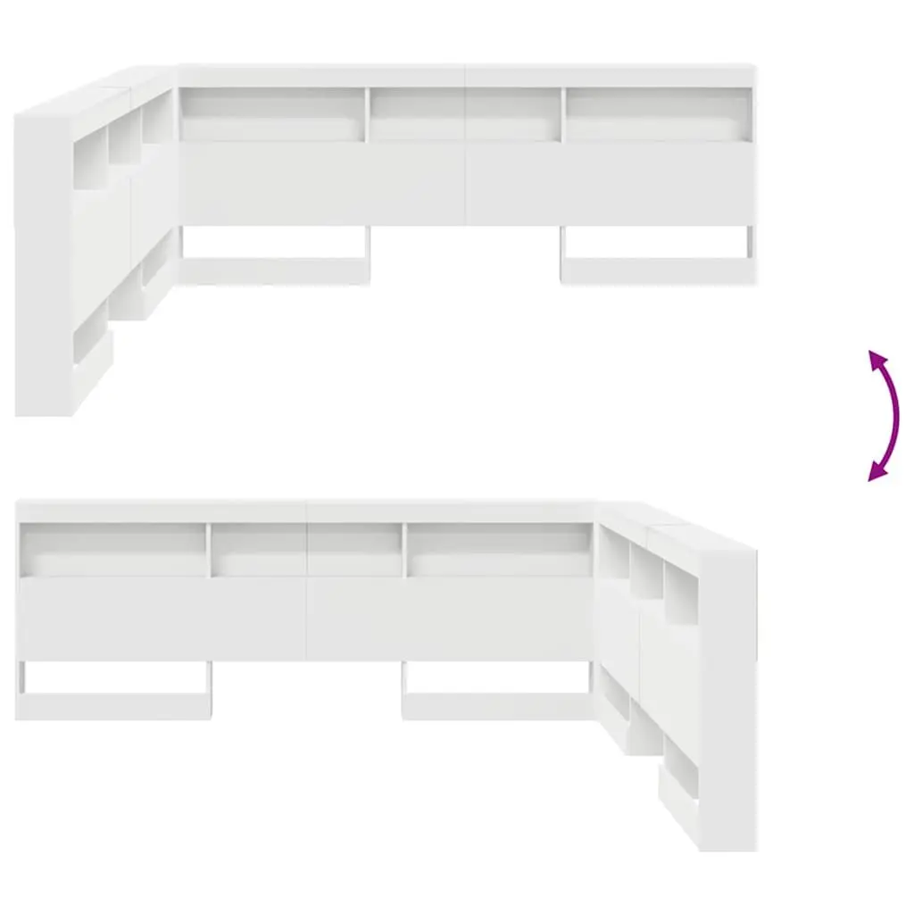 180cm White Storage Headboard with Shelves