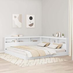 Bookcase Bed with Integrated Headboard White 180 x 200 cm