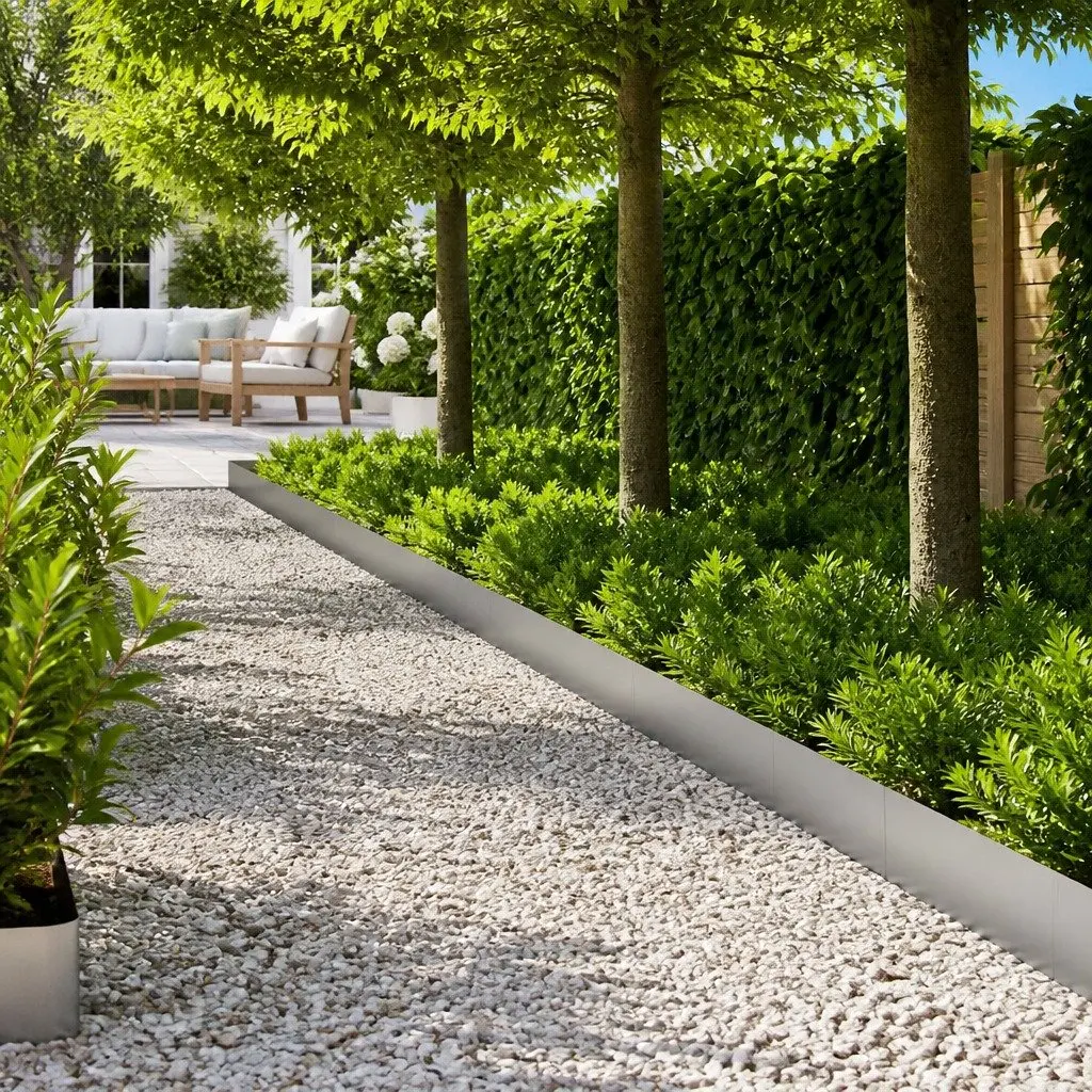 Steel Garden Edging 100 x 20 cm Galvanised Silver for Pathways 50 Piece Set