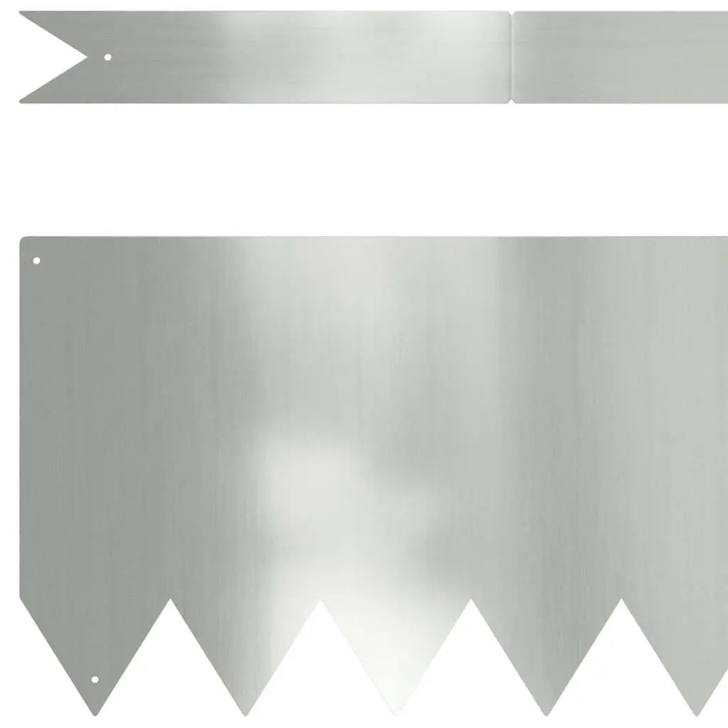 Steel Garden Edging 100 x 20 cm Galvanised Silver for Pathways 50 Piece Set