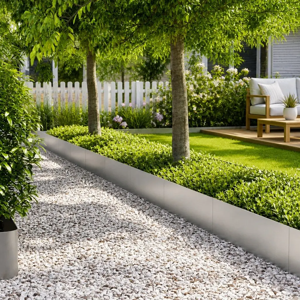 Garden Lawn Edging Borders 100cm Silver Galvanised Steel Fencing
