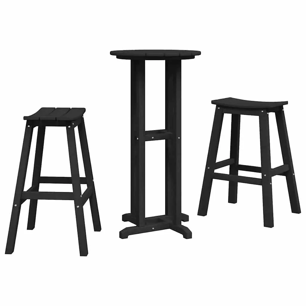 Garden Bar Set Outdoor Furniture 3 Pieces Black