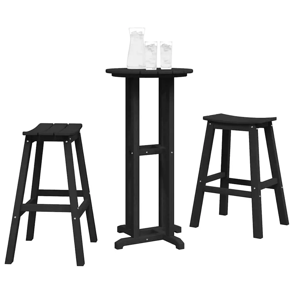 Garden Bar Set Outdoor Furniture 3 Pieces Black