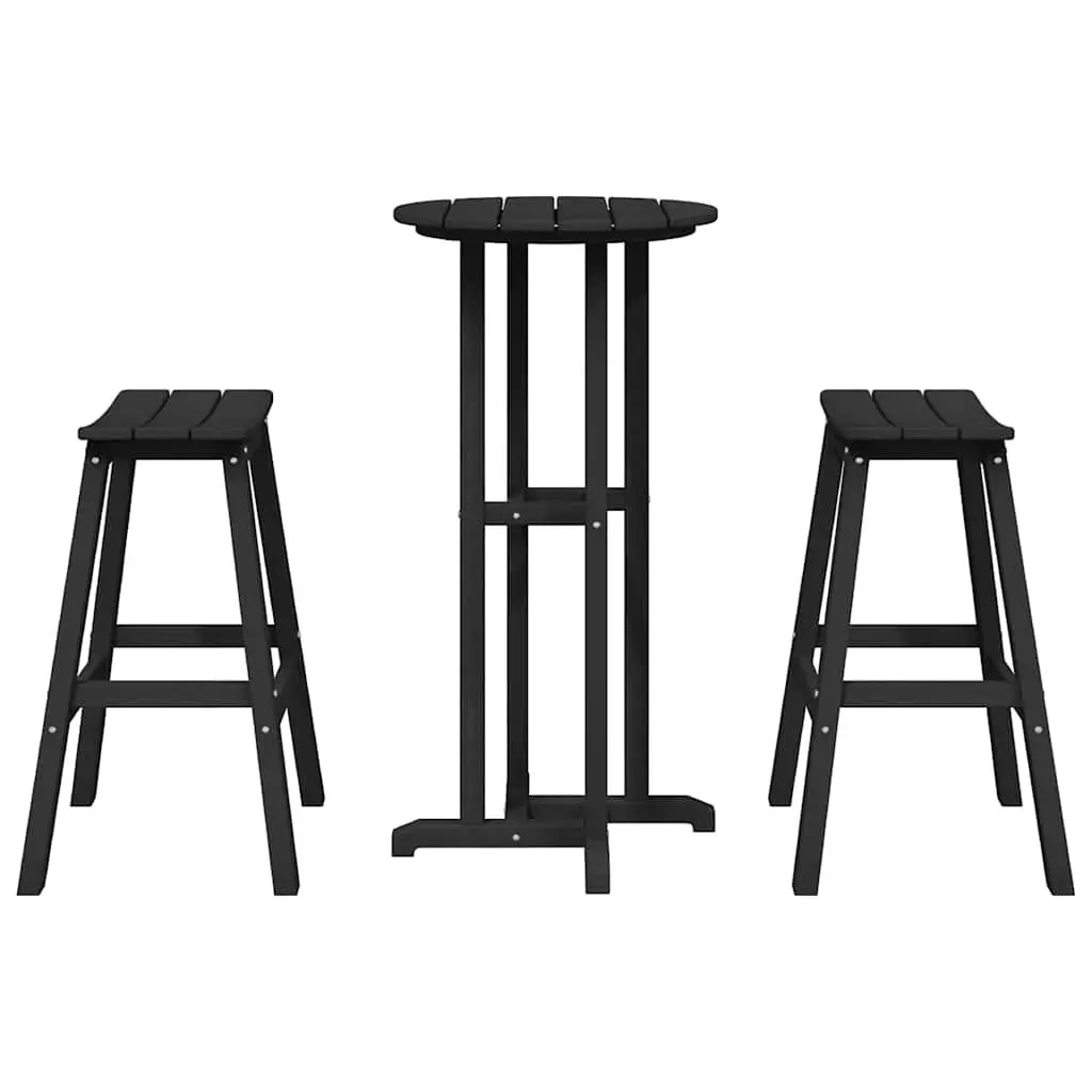 Garden Bar Set Outdoor Furniture 3 Pieces Black