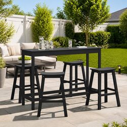 4-Piece Garden Bar Set - Black, HDPE Construction