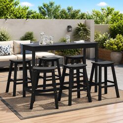 Garden Bar Set: 6-Piece Black Outdoor Furniture Collection