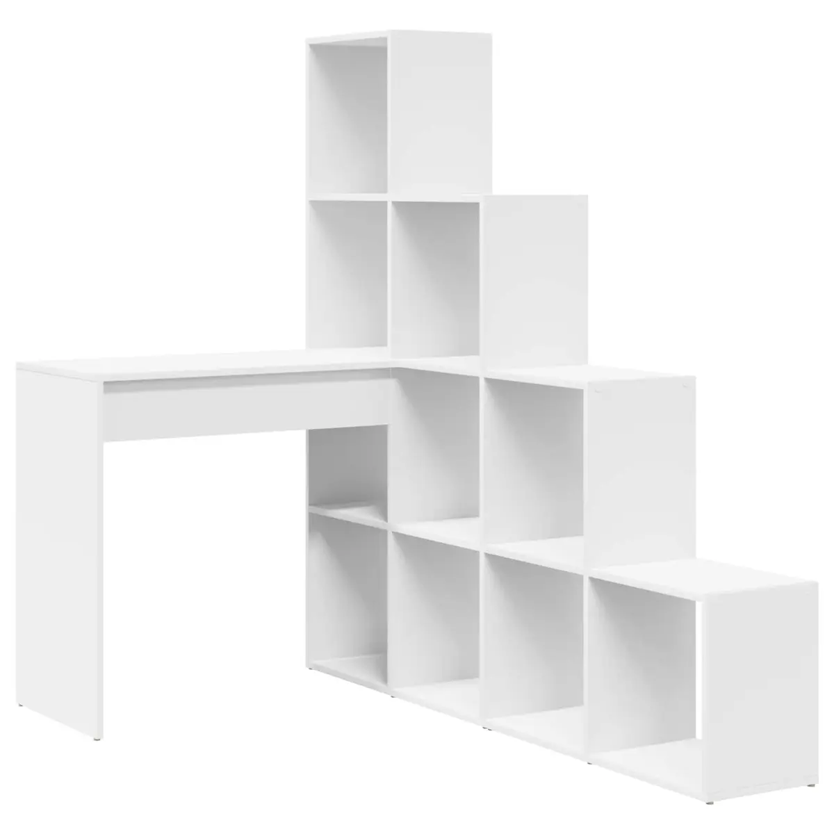 Corner Desk White for Home Office 101.5 x 149.5 x 149.5 cm Engineered Wood with Storage Shelves