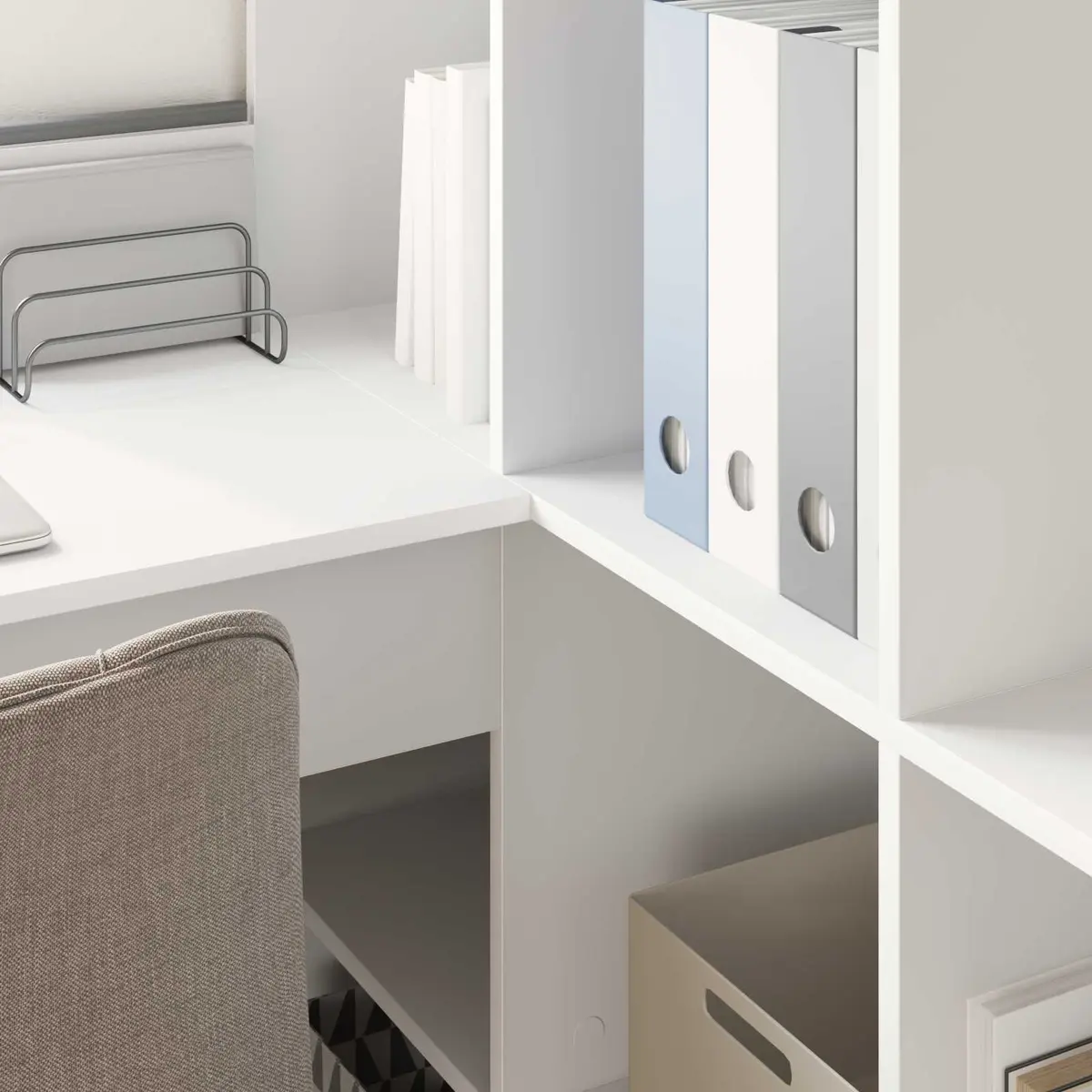 Corner Desk White for Home Office 101.5 x 149.5 x 149.5 cm Engineered Wood with Storage Shelves