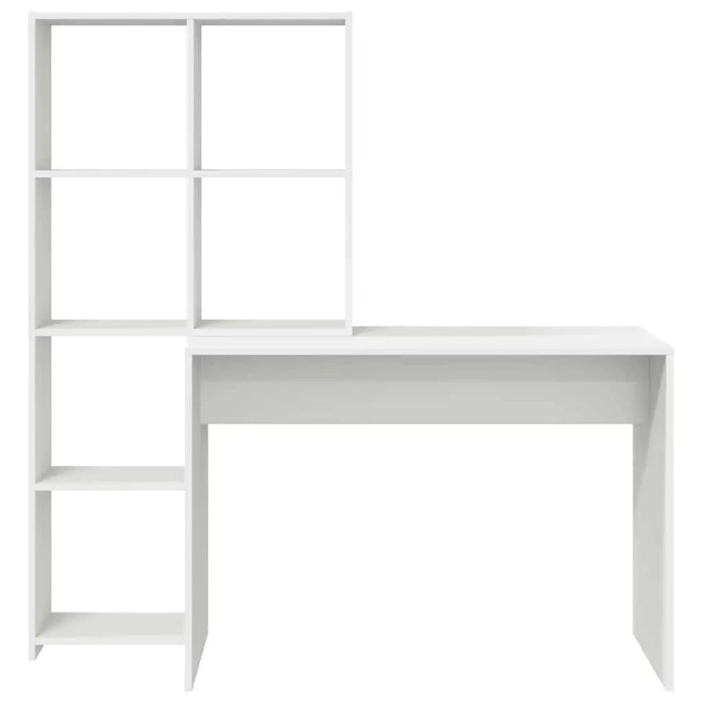 White Desk with Shelves Modern Office Furniture Workspace Storage Solution