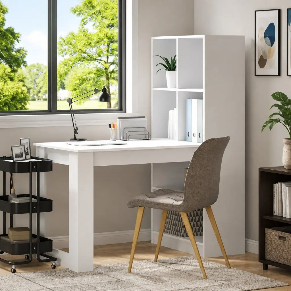 Writing Desk for Office 122cm with Shelves Storage Engineered Wood