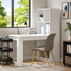 White Engineered Wood Writing Desk with Dimensions 122 x 67 x 145 cm