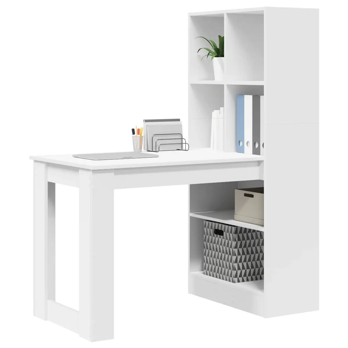 Writing Desk for Office 122cm with Shelves Storage Engineered Wood