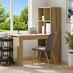 Brown Engineered Wood Writing Desk with Dimensions 122x67x145cm