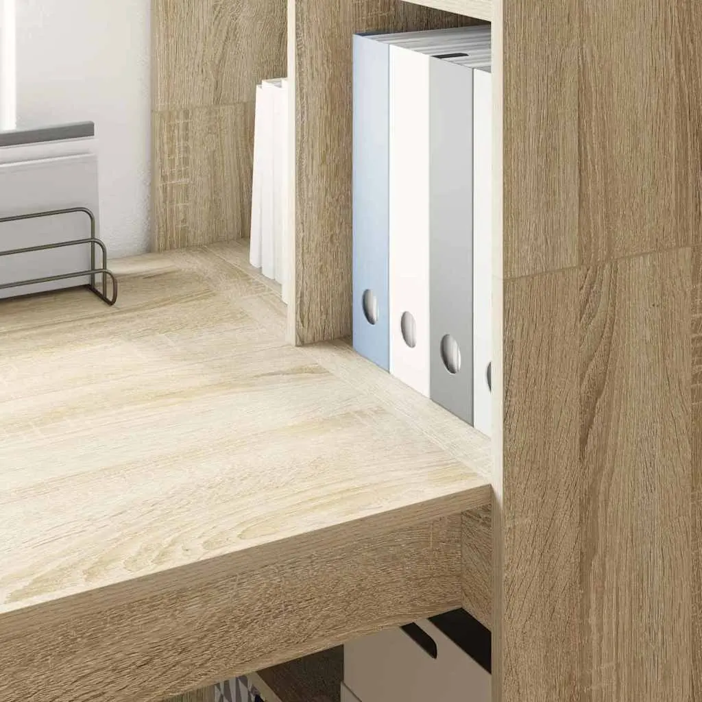 Writing Desk with Shelves Engineered Wood Office Furniture Brown 122x67x145cm