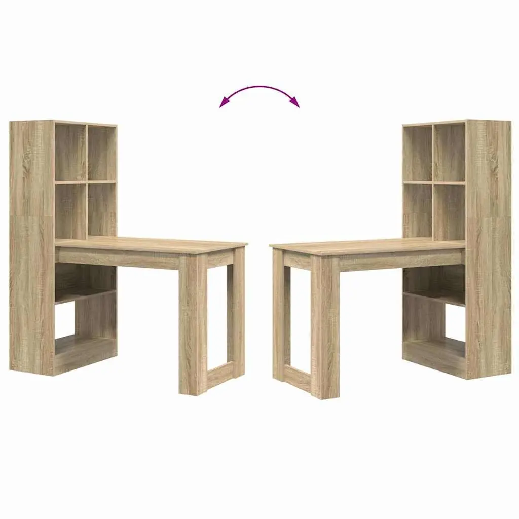 Writing Desk with Shelves Engineered Wood Office Furniture Brown 122x67x145cm