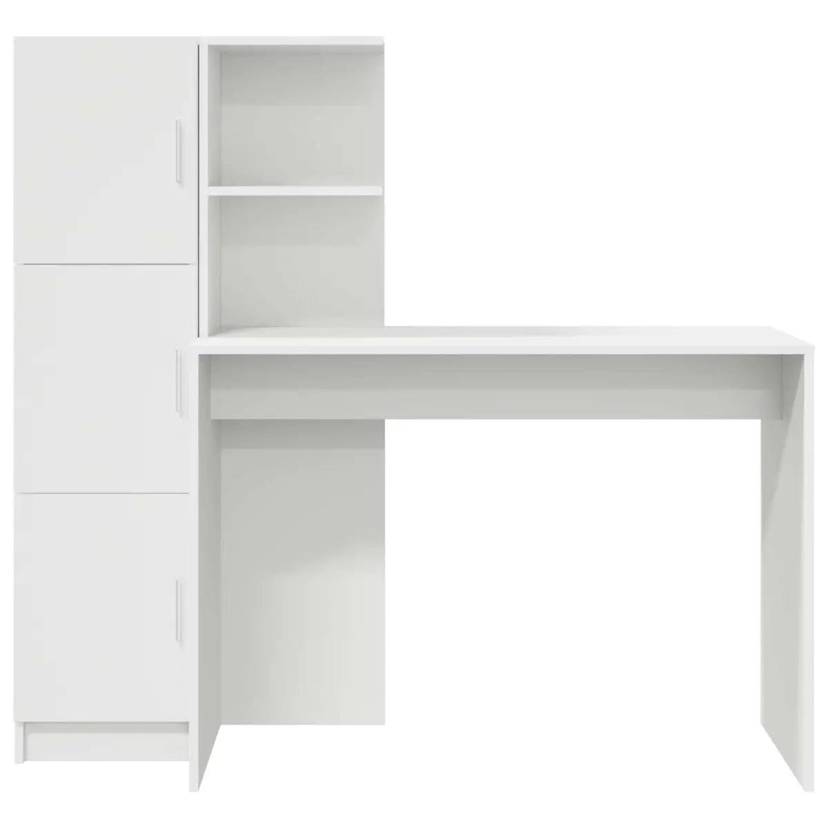 Office Desk Set with Shelves and Cabinet for Study Space White 2 Piece