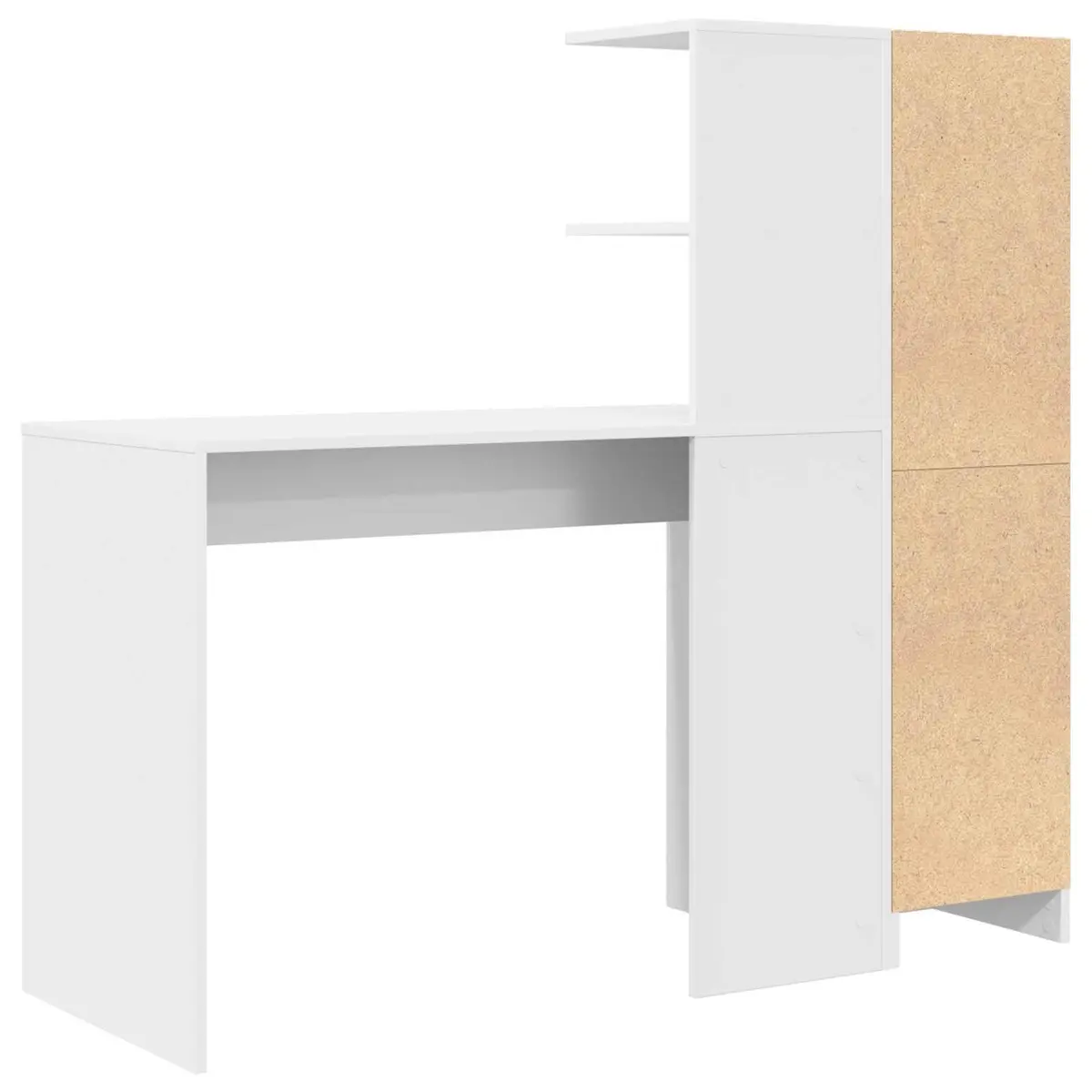 Office Desk Set with Shelves and Cabinet for Study Space White 2 Piece