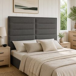 144 cm Dark Grey Headboard: Adjustable Height and Foam