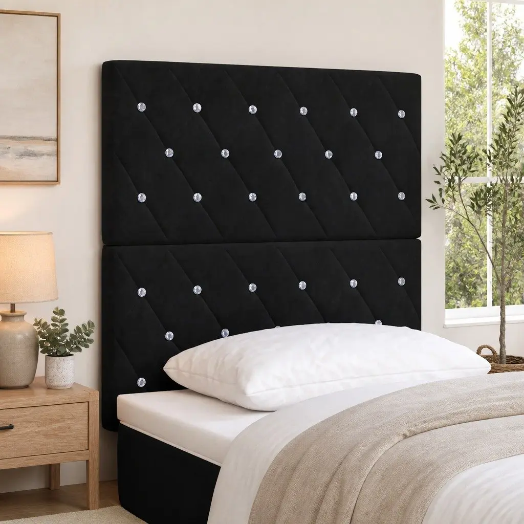 Black 80cm Velvet Headboard with Adjustable Heights