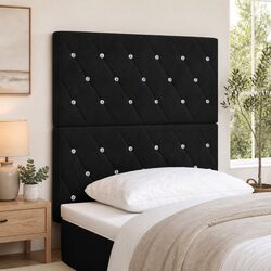Black 80cm Velvet Headboard with Adjustable Heights