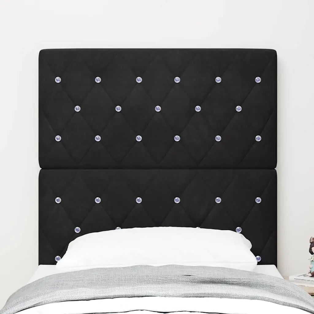 Black 80cm Velvet Headboard with Adjustable Heights