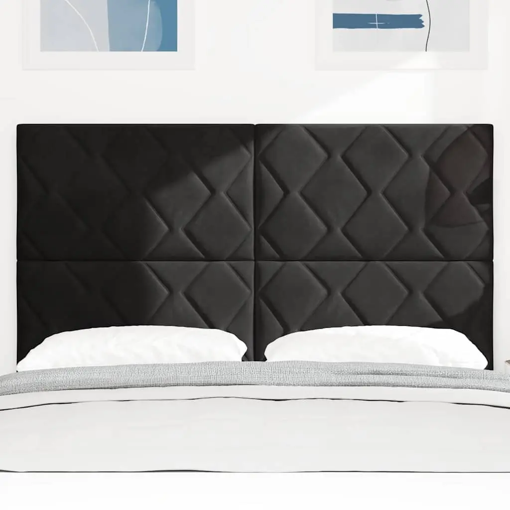 Black Velvet Headboard Bedroom 144cm Modern Upholstered Adjustable