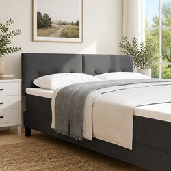 160cm LED Headboard with Adjustable Height and Grey Fabric