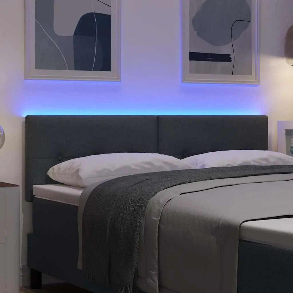 LED Headboard Bedroom Grey Fabric 160cm Adjustable Height