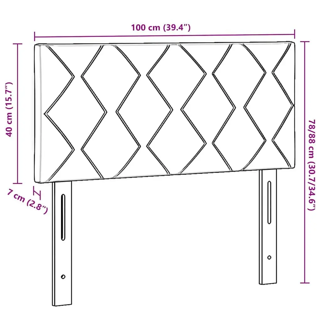 LED Headboard 100 cm Black Upholstered Bedroom Wall Mount RGB Lights