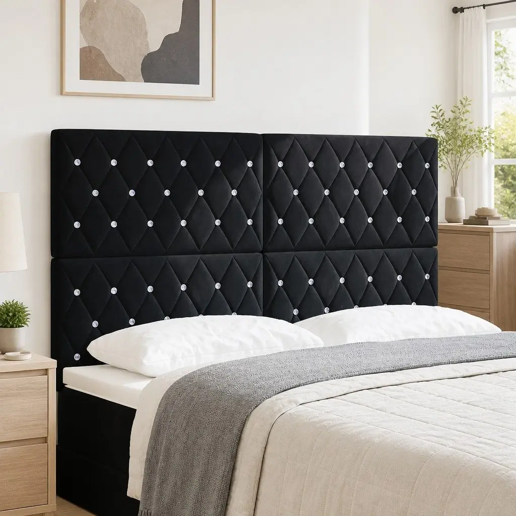 LED Headboard with RGB Strip Lights Black 160cm Adjustable Bedroom Upholstered
