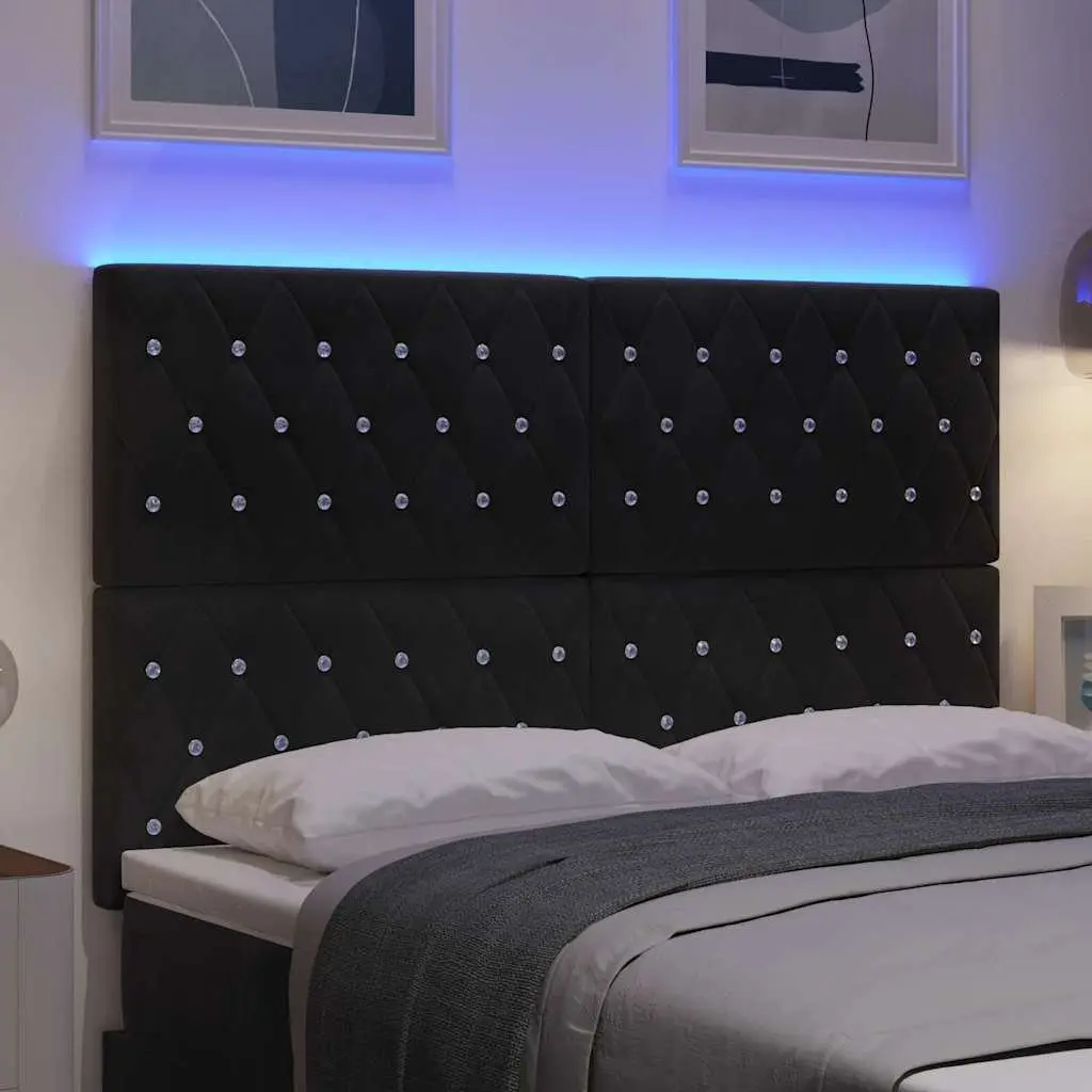 LED Headboard with RGB Strip Lights for Bedroom 160cm Adjustable Black