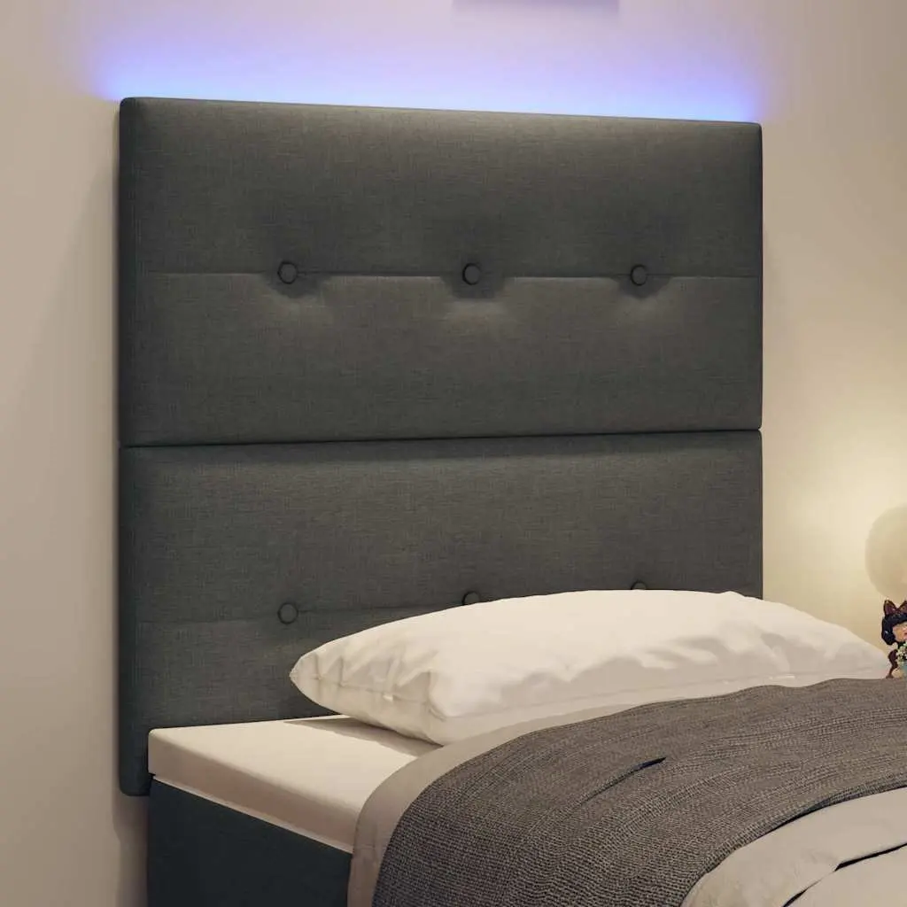 LED Headboard for Bedroom 80cm Grey Fabric Adjustable Height with USB Strip Lights