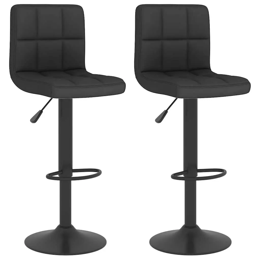 Bar Stools 2 pcs Black Fabric Counter Height Adjustable Swivel Dining Chair