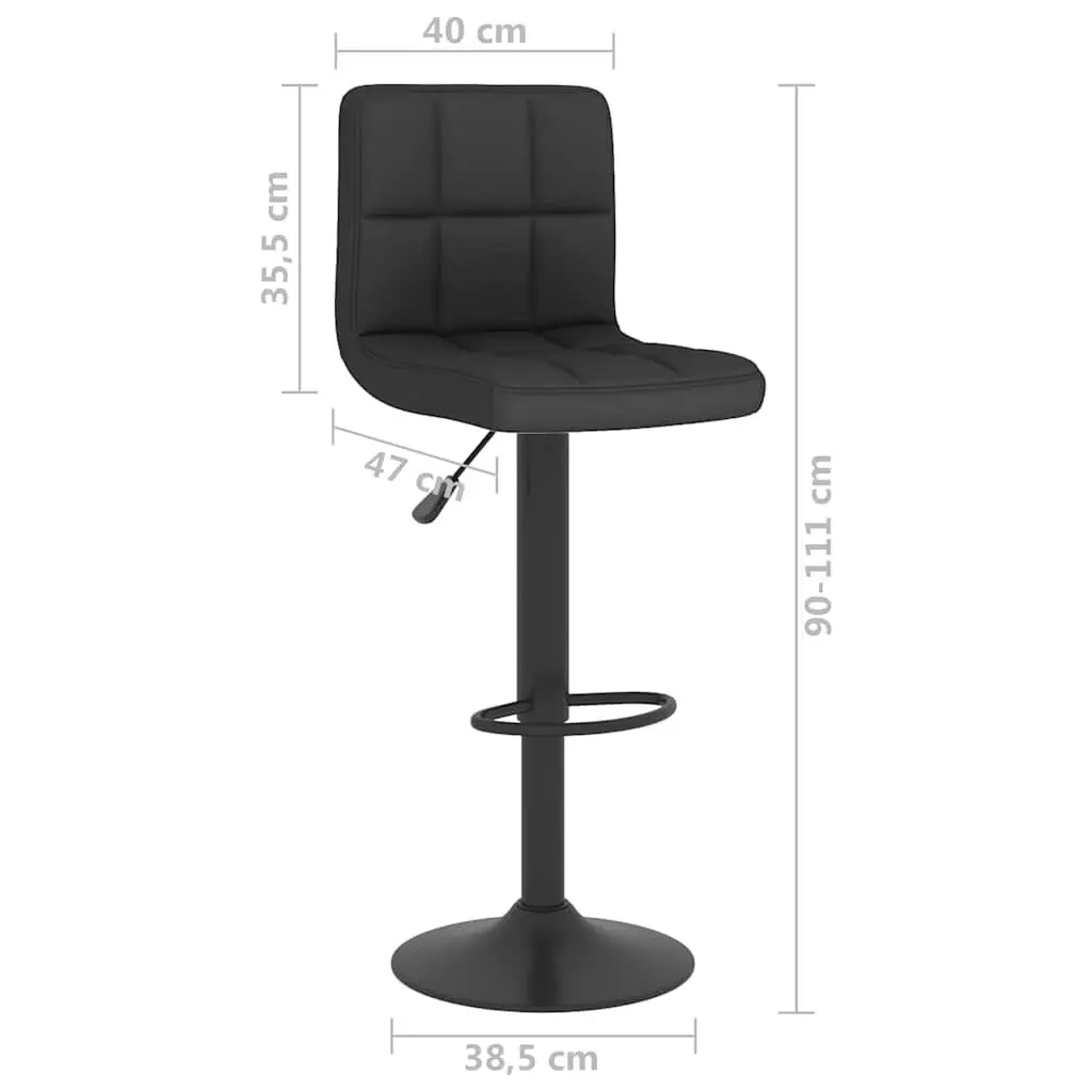 Bar Stools 2 pcs Black Fabric Counter Height Adjustable Swivel Dining Chair