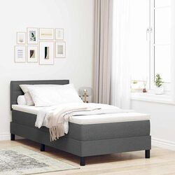 Box Spring Bed Dimensions: 107 x 203 cm in Dark Grey and White