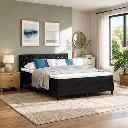 Black and White Box Spring Bed - 152 x 203 cm Specs