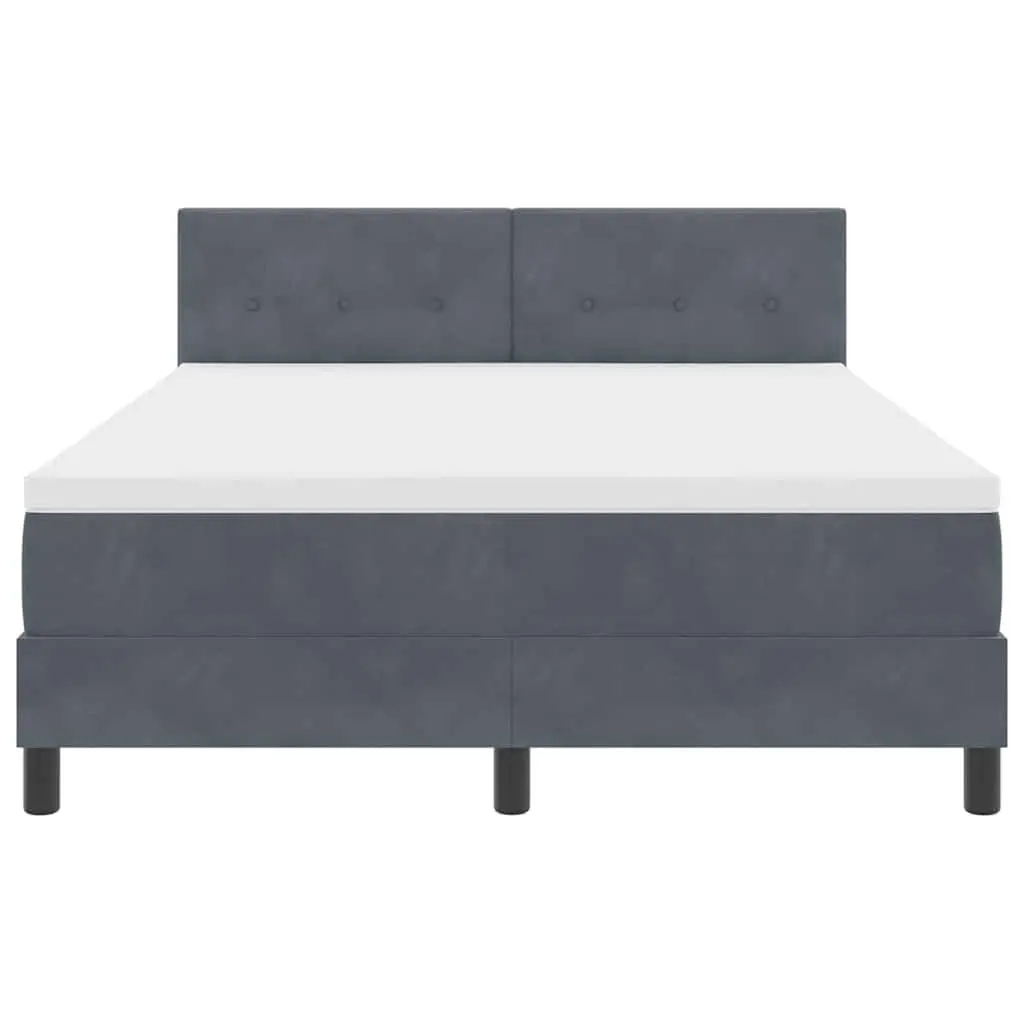 Box Spring Bed for Bedroom Dark Grey White Fabric 152x203cm Adjustable Headboard with LED Lights