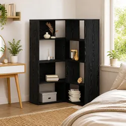 6-Tier Storage Cabinet: 85 x 85 x 140 cm in Black Oak