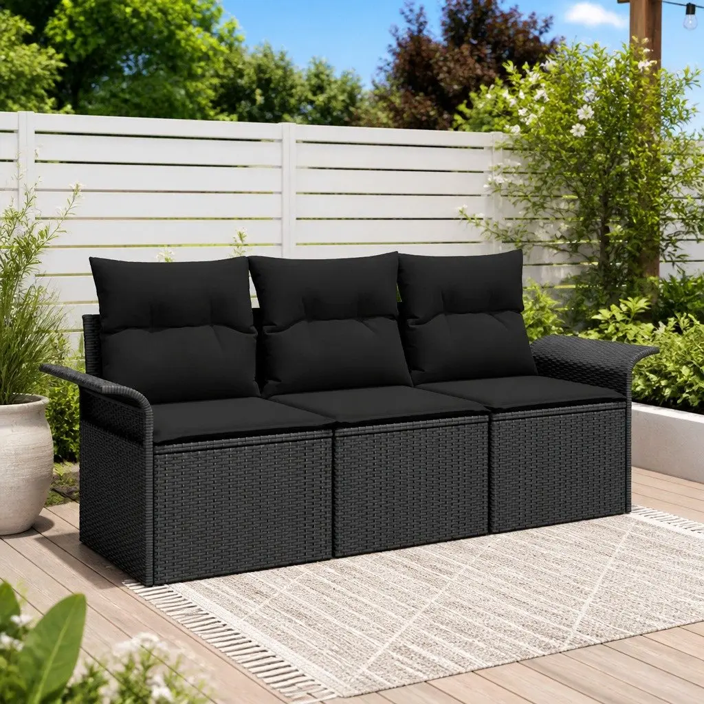 3-Piece Black Modular Sofa Set