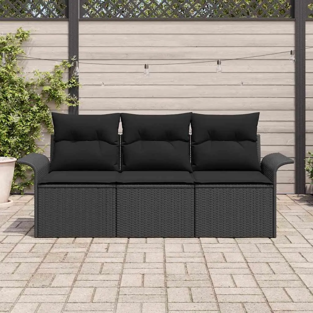 3-Piece Black Modular Sofa Set