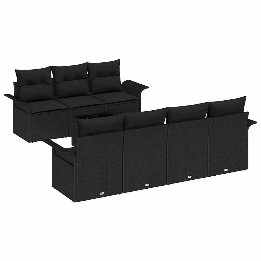 Outdoor Garden Sofa Set 8 Pieces Modular Black Poly Rattan Patio Furniture with
