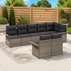 8-Piece Garden Sofa Set: Grey Poly Rattan Dimensions and Specs