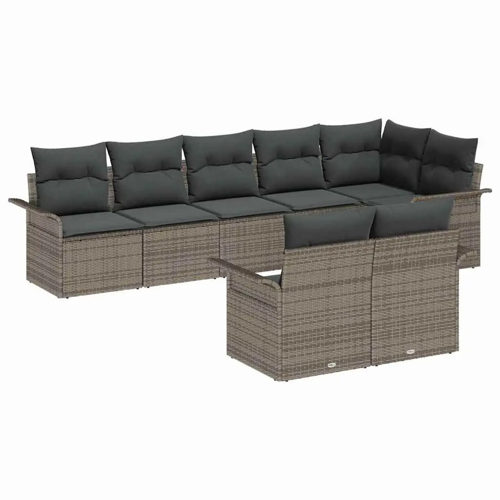 Garden Sofa Set 8 Piece Grey Poly Rattan Outdoor Furniture Lounger Patio Seating
