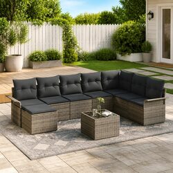 Specifications of the 9-Piece Grey Modular Garden Sofa Set