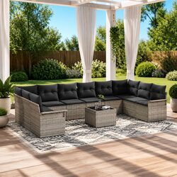 Specifications of the 11-Piece Grey Poly Rattan Sofa Set