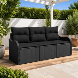 3 Piece Black Poly Rattan Garden Sofa Set Specifications