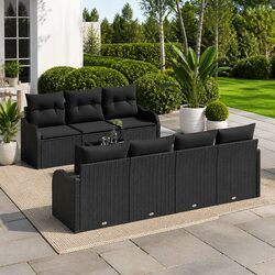 Modular Outdoor Sofa Set: 55x55x37 cm Black Rattan