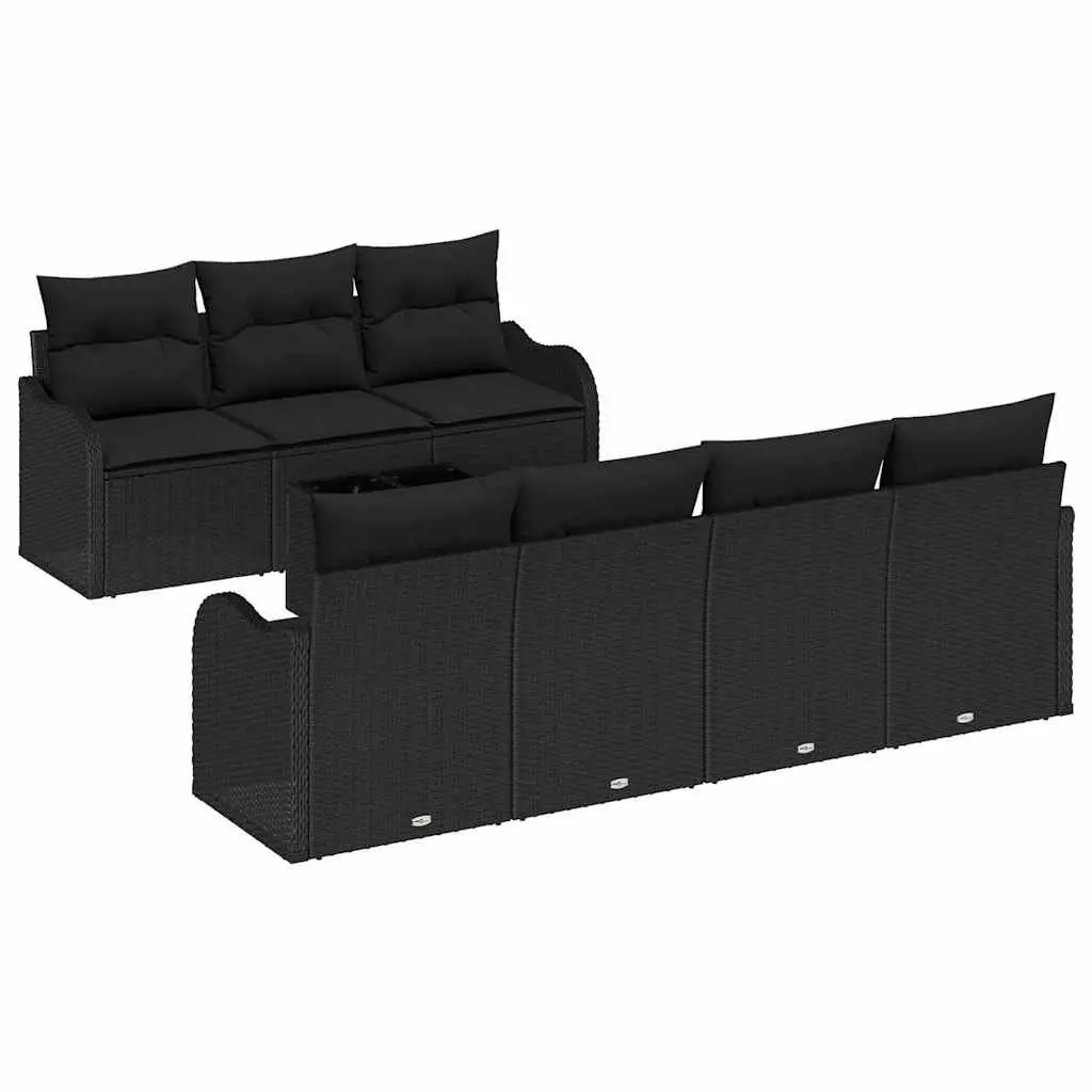 Modular Outdoor Garden Sofa Set Black Poly Rattan for Patio and Terrace
