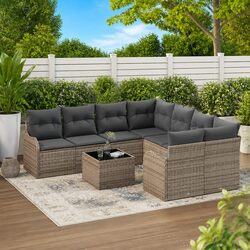 Specifications of 9-Piece Grey Garden Sofa Set